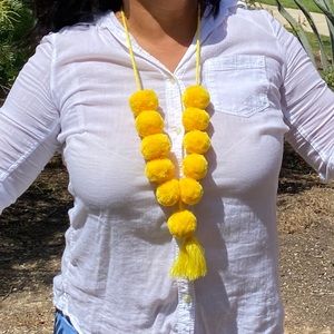 Boho Tassel Necklace. Pom Pom handmade necklace.
